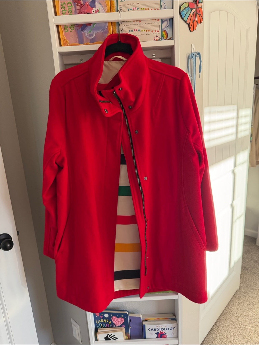 Pendleton Bright Red Pea Coat with Stand Collar